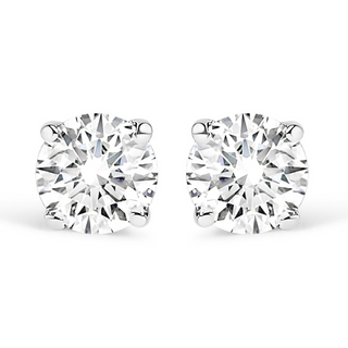 14K White Gold 3/4 Cttw Round Brilliant-Cut Near Colorless Diamond Classic 4-Prong Stud Earrings (H-I Color, SI1-SI2 Clarity)