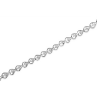 .925 Sterling Silver 1/4 Cttw Diamond Miracle-Set Teardrop Shaped 7” Link Bracelet (I-J Color, I3 Clarity)