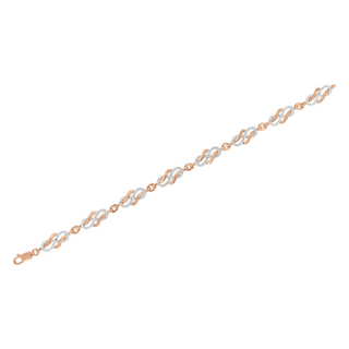 10K Rose Gold 1.0 Cttw Diamond Infinity Loop and Swirl Link Bracelet (I-J Color, I2-I3 Clarity) - 7.25" Inches