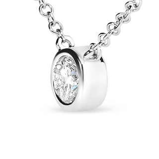 10K White Gold 3/10 Carat Round Brilliant-Cut Diamond Modern Bezel-Set Solitaire 16"-18" Pendant Necklace (H-I Color, SI2-I1 Clarity)