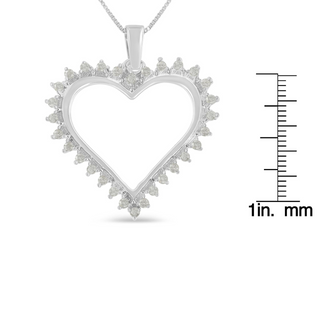 .925 Sterling Silver 1/4 cttw 3-Prong Diamond Open Heart 18" Pendant Necklace (I-J Color, I3 Clarity)