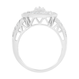 .925 Sterling Silver Round and Baguette Diamond Cathedral Ring (0.75 Cttw, H-I Color, I2-I3 Clarity)