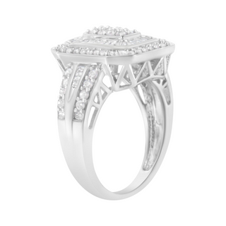 .925 Sterling Silver Round and Baguette Diamond Cathedral Ring (0.75 Cttw, H-I Color, I2-I3 Clarity)