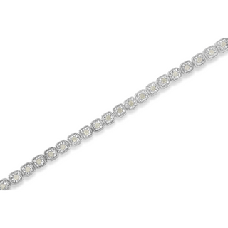 .925 Sterling Silver 1.0 Cttw Diamond Miracle-Set Square Milgrain 7" Link Tennis Bracelet (I-J Color, I3 Clarity)