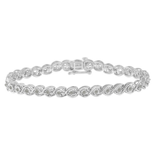 .925 Sterling Silver 1/2 Cttw Diamond Criss-Cross Miracle-Set 7" Link Bracelet (I-J Color, I2-I3 Clarity)