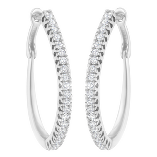 10KT White Gold 1/2 cttw Diamond Hoop Earrings (I-J, I2-I3)