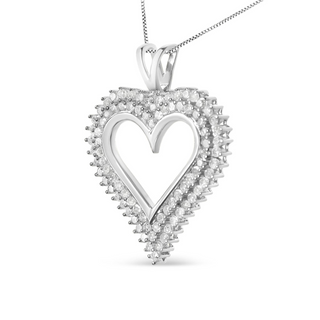 .925 Sterling Silver Diamond Heart 18" Pendant Necklace (I-J Color, I2-I3 Clarity)