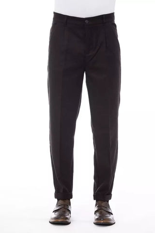 Alpha Studio Brown Wool Men's Pant