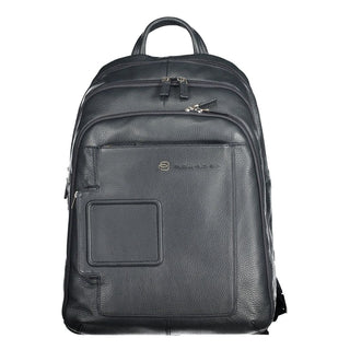 Piquadro Sleek Blue Leather Backpack with Laptop Compartment