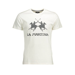 La Martina Elegant White Cotton Crew Neck Tee