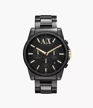 Armani Exchange Chronograph Black Steel Watch-AX2094